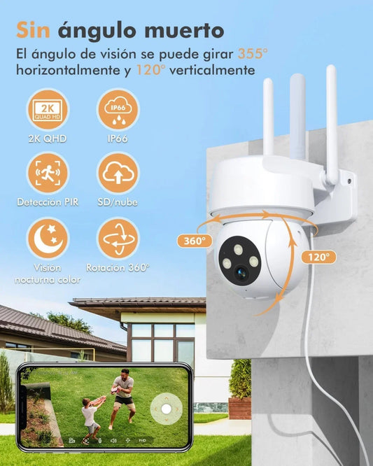 Cámara de Seguridad WiFi PTZ WhiteCam® | 360º Control con Celular